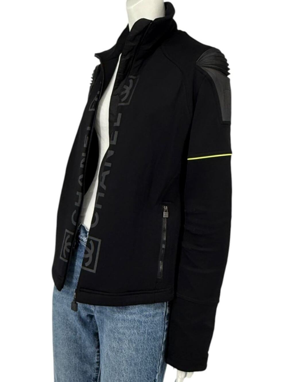 2004 Chanel Sport Technical Zip Jacket with Rubberized CC Shoulder Panels
